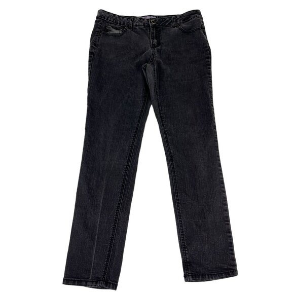 One 5 One Straight Leg Denim Jeans Women's 12P Petite Black Embellished Pockets - Picture 1 of 8